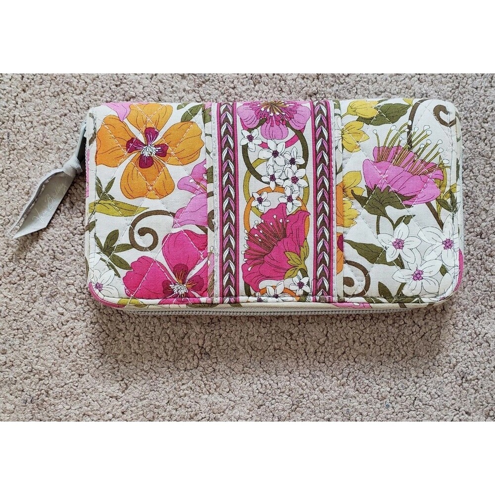 Vera Bradley Zip Around Accordion Wallet Tea Garden Floral Clean Card ID Holder - Picture 2 of 6